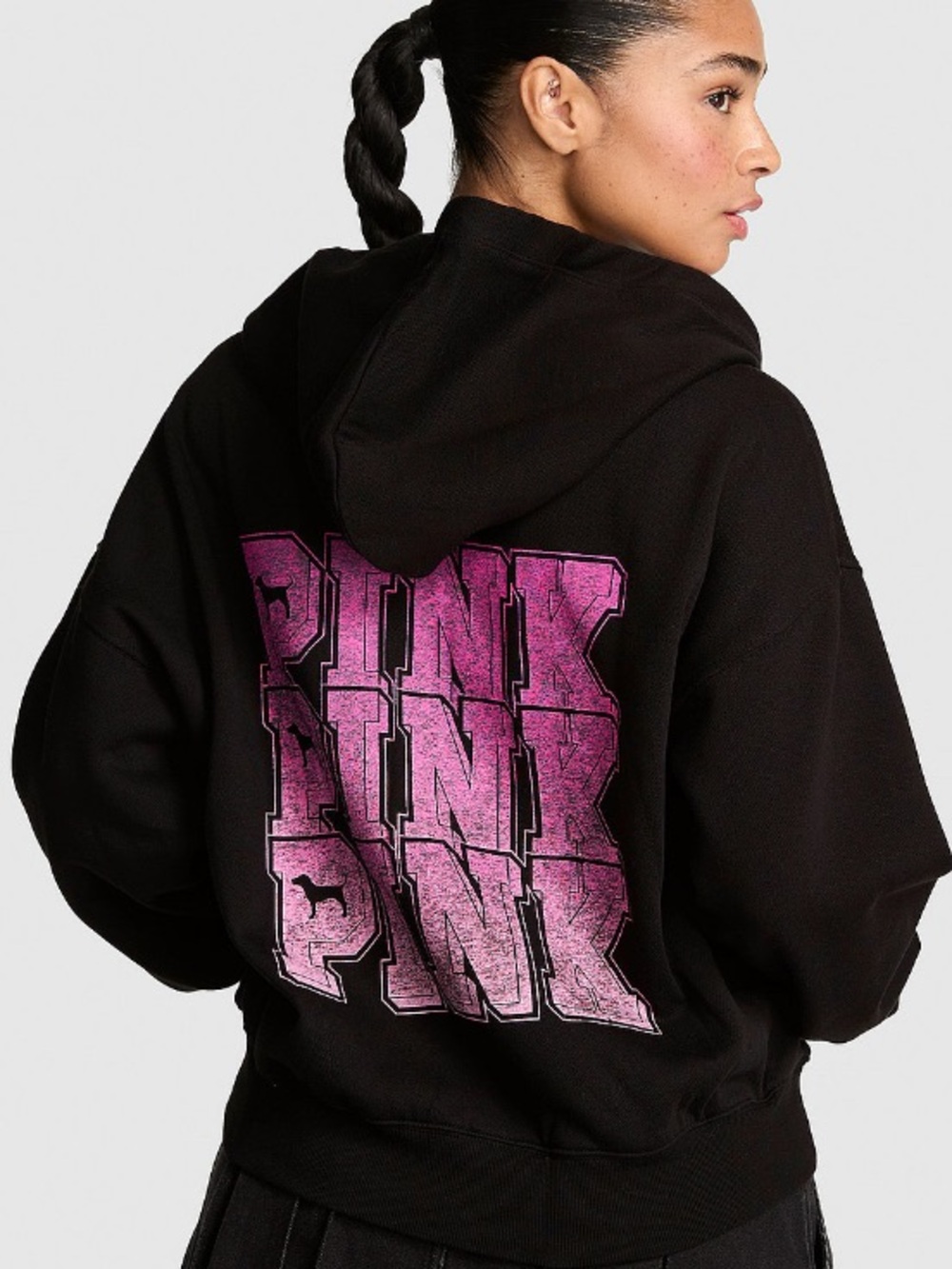 🖤VS Pink Pink Friday Ltd edition campus fleece full zip hoodie sz M NWT